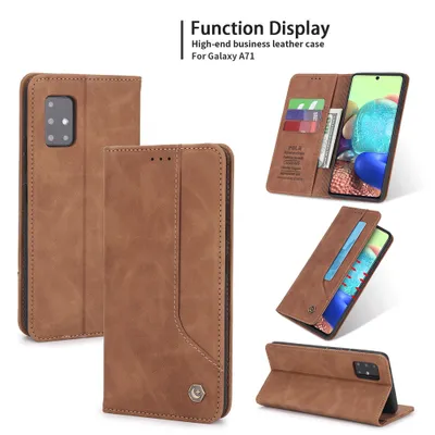 Obrázek produktu pro RetroPolyuretankožené pouzdro pro Samsung Galaxy A71 peněženkový design pouzdro s držákem na karty a stojánkem Hnědý