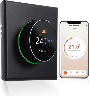 Produktbild von WiFi Thermostat Digital LCD Raumthermostat Programmierbare Wandthermostat Unterputz Fußbodenheizung für 16A Elektroheizung,Tastensteuerung/Mobile APP/Sprachsteuerung Innenthermometer, Schwarz