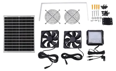 Zdjęcie produktu dla Wentylator solarny z dwoma prędkościami, regulowany, z 3 trybami uruchamiania, wodoodporny. Wentylator solarny do kurników, przeznaczony do szklarni