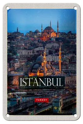Produktbild von Blechschild Reise 12x18cm Istanbul Turkey Bild Moschee Dekoration