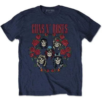 Produktbild von Guns N' Roses Skulls Wreath Navy Blue M T-Shirt