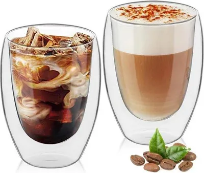 Obrázek produktu pro DigiRigi® Dvojskélové sklenice na Latte Macchiato, sada 2 kusů (2 × 350 ml) – Izolační sklenice, vhodné do myčky, elegantní design pro latte, cappuccino a espresso