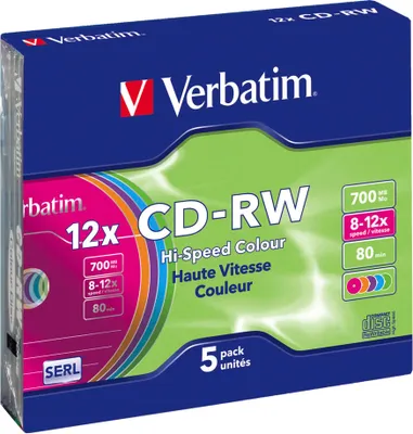 Produktbild von Verbatim CD-RW Colour 12x, Slimcase