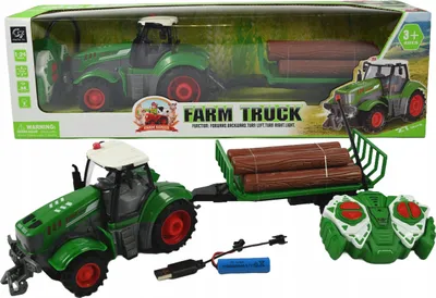 Zdjęcie produktu dla Traktor Zdalnie Sterowany Ciągnik Na Pilota Przyczepa Z Drewnem