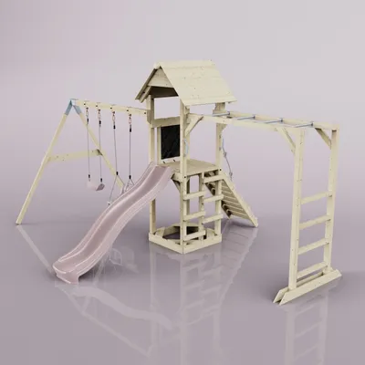Produktbild von OutdoorToys Spielturm Örebro aus Holz in Rosa Babyschaukel