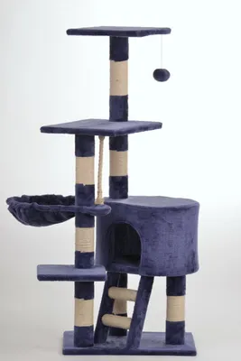 Produktbild von animal-design Kratzbaum CAT Kletterturm für Katzen Katzenbaum ca. 120 cm Höhe beige blau, Farbe:blau