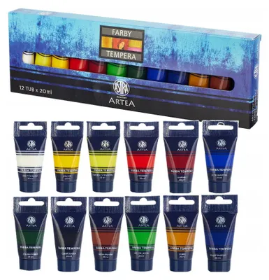 Produktbild von ASTRA Temperafarben 12 Farben je 20 ml Artea