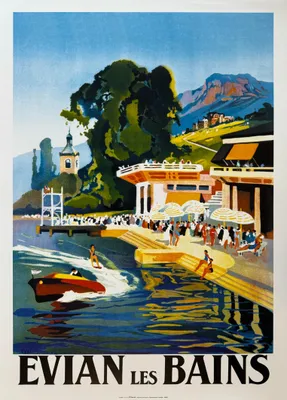Obrázok produktu pre EVIAN LES BAINS – Lucien Péri 1929 – 50 x 70 cm Plagát