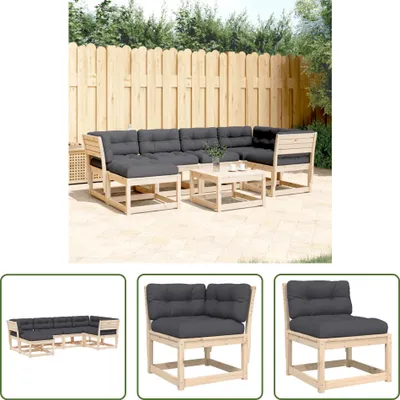 Produktbild von The Living Store 6-tlg. Garten-Sofagarnitur mit Kissen Massivholz Kiefer