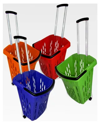 Produktbild von Einkaufstrolley 3er Set mit Rollen 40 Liter Einkaufswagen (grün)