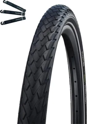 Image de 1 x pneu de vélo Schwalbe Marathon Green Guard Eco noir/réfléchissant 28-622 (28 x 1,10) avec démonte-pneu maxxi4you