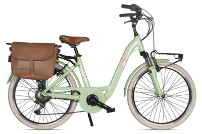 Immagine prodotto di Via Veneto Bici Elettrica Classic E-bike Lady 24” 6V Verde Giulietta con Borse Laterali