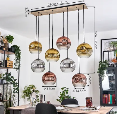 Produktbild von Villamare Hängelampe Metall/Holz in Schwarz/Natur/Chrom/Rauch/Kupfer/Gold/Klar
