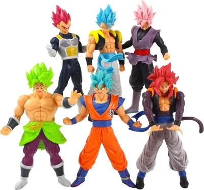Produktbild von 6Stk Dragon Ball Figuren Son Goku Black Zamasu Vegeta Broly Gogeta Kakarotto Super Saiyan 4 Anime Modellspielzeug