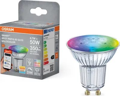 Produktbild von Osram SMART+ MATTER SPOT PAR16, 4,9 W, 40 W, E14, 470 lm, 20000 h, Weiß
