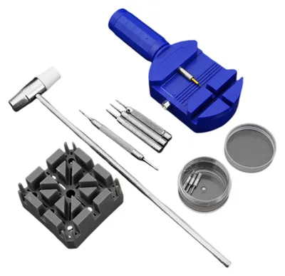 Produktbild von Uhrenarmband-Reparaturset 12-teilig, Edelstahl-Werkzeug, Für Gliederentfernung Und Gehäuseöffnung, Für Uhrenliebhaber Und Bastler