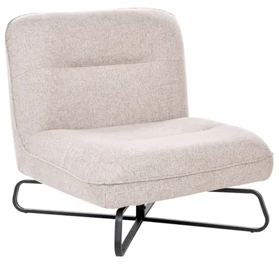 Produktbild von BELIANI Sessel Beige Stoff Ohne Armlehnen Gepolstert Schwarzes Metallgestell Breite Sitzfläche Modernes Design Wohnzimmer Polstersessel