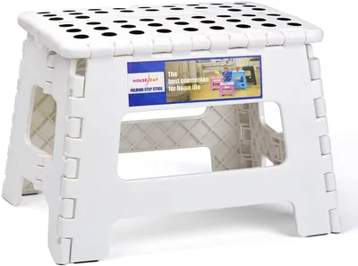 Produktbild von Tritthocker Klappbar Klapphocker Faltbar Höhe 23cm für Kinder und Erwachsene Bade Küchen - weiß