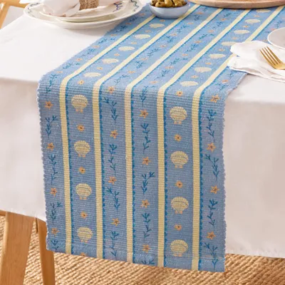 Tafelläufer Muscheldesign Blau 180 x 35 cm