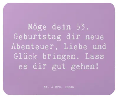 Produktbild von Mr. & Mrs. Panda Mouse Pad Spruch 53. Geburtstag Abenteuer - Lavendeltraum - Geschenk, mousematte, unvergesslich, computer mousepad, Geschenke zum, Feiern, einzigartige
