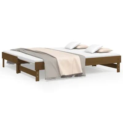 Image de vidaXL Lit de jour extensible Marron miel 2x(75x190) cm Pin massif