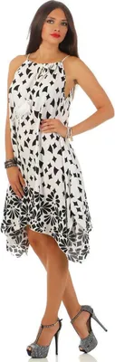Produktbild von Damen Kleid Strandmode Ärmellos Sommerkleid; Blumenmuster ecru/S/M