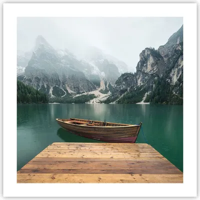 Produktbild von Poster - Poster ohne Rahmen - Berge See Boot - 50x50 cm - Wand Bild - Wanddeko - Wandbilder - Kunstposter - Wandposter - Bilder - Kunstdruck - Wanddekoration - Wandbild - P2XAC50x50-3978
