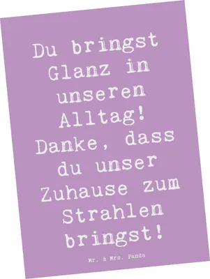 Produktbild von Mr. & Mrs. Panda Postkarte Spruch Glanz Putzfrau - Lavendeltraum - Geschenk, unermüdlicher Einsatz, Fotokarte, Ansichtskarte, Aufmerksamkeit, Alltagsheldin, Wertschätzung