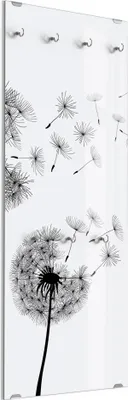 Produktbild von DEQORI Kleiderhaken aus Glas 50x125 cm 'Schwarze Pusteblumen' Wand Garderobe Paneel Haken