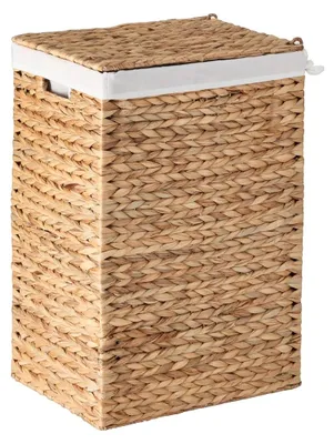 Image de CALICOSY - Panier à linge étroit avec couvercle en jacinthe d'eau L30 cm - MAYA