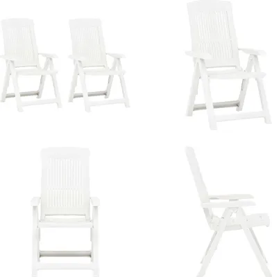 Image de vidaXL Chaises de jardin réglables 2 pcs. Plastique Blanc - Chaise de jardin - Chaises de jardin - Chaise pliante