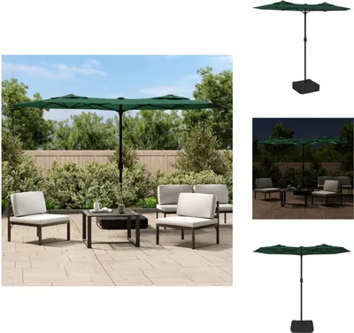Produktbild von vidaXL Doppelsonnenschirm mit LEDs Grün 316x240 cm -  Sonnenschirme & Sonnenschutze