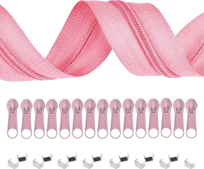 6m Endlos-Reißverschluss 5mm mit 15 Zippern und 15 Endstücke rosa mittelrosa bubblegum kaugummifarben
