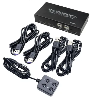 Obrázok produktu pre 4K 60Hz HDMI KVM prepínač pre 4 počítače, 2 režimy prepínania, 4 USB-C porty