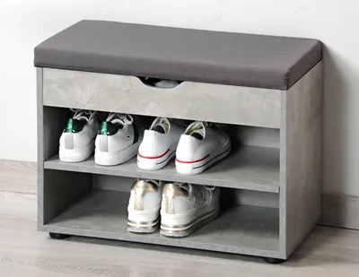 Produktbild von Schuhregal mit Sitzfläche und Versteck, Beton-Optik, KESPER