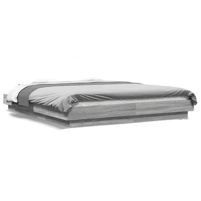 Produktbild von vidaXL Bettgestell mit LED Grau Sonoma 160x200 cm Holzwerkstoff