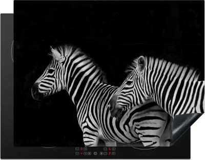 Produktbild von KitchenYeah© Herdabdeckplatte Zebra - Weiß - Tiere - Schwarz , 77x59cm, Küche Deko, Glaskeramikkochfeld Herdabdeckung, Abdeckplatte fùr Kochfeld
