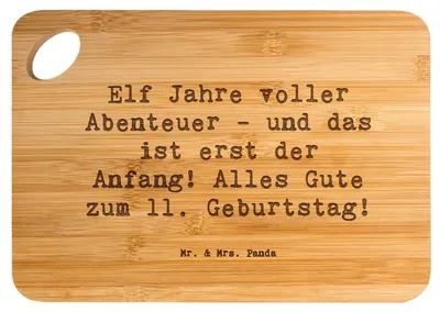Produktbild von Mr. & Mrs. Panda Holzbrett Spruch 11. Geburtstag Abenteuer - Transparent - Geschenk, jausenbrett, Freude, Meilenstein, Happy Birthday, Schneidebrett, Alter, Liebe, Brett