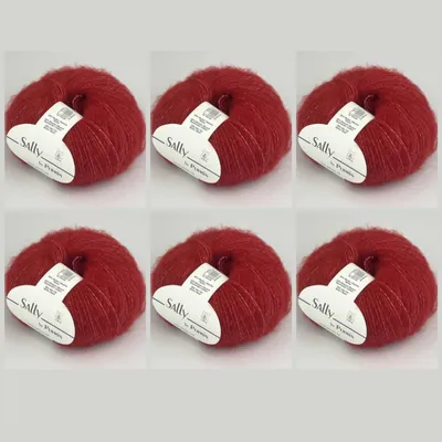 Produktbild von 6 Knäuel Sally von Permin – Flauschiges Garn aus Superfeiner Alpaka, Baumwolle und Wolle (175m/50g) (11 Goji-Beeren)