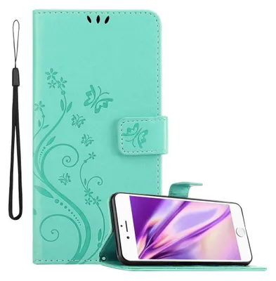 Produktbild von Cadorabo Hülle für Apple iPhone 6 / 6S Schutz Hülle in Türkis Schutzhülle Handy Hülle Etui Case Blumen Flower