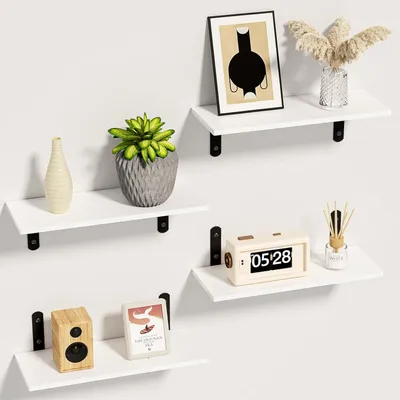 Imagen del producto de Sada de 4 estanterías de pared, decorativas, versátiles, elegantes y de color blanco
