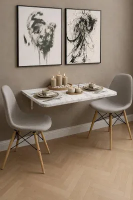 Produktbild von Wandklapptisch Klapptisch Wandmontage 90x50 cm Weiß Marmoroptik
