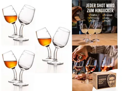 Produktbild von Kornrad Krumm 6er Set Schnapsgläser mit Stiel Handgebogen Pinnchen Shotglas 4 cl
