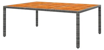 Produktbild von Gartentisch aus Akazienholz und Polyrattan, grau, 200 x 150 x 75 cm