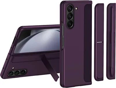 Image de Etui pour Samsung Galaxy Z Fold 6 Etui mince pour PC avec deux charnières, porte-stylet et support Violet