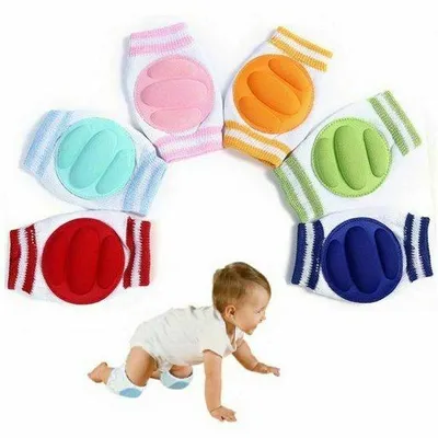 Produktbild von 6 Paar Baby-Knieschoner, sichere Krabbelmatten für Babys und Kleinkinder in den Farben Rosa, Blau, Gelb, Orange und Lila