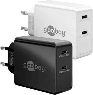 Produktbild von Goobay 36 W USB-C PD Dual-Schnellladegerät weiß, 2x USB-C-Anschlüsse (Power Delivery)