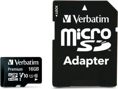 Immagine prodotto di Adattatore Verbatim Karta Microsdhc 16Gb V10+ Czarny/Nero 44082