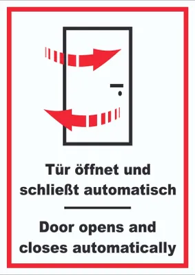 Produktbild von Schild Tür automatisch Door automatic hochkant A1 Rückseite selbstklebend