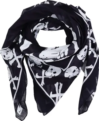 Produktbild von Baumwolltuch - Totenkopf Pirat mit Knochen - schwarz - weiß - quadratisches Tuch